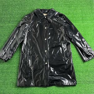 Black Patent Leather Michael Kors Overcoat Wmns L